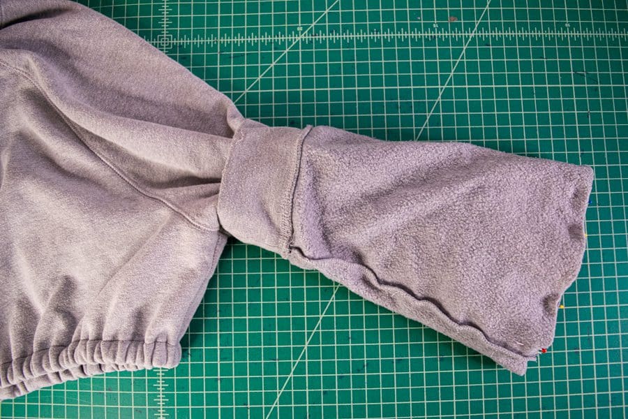 Sweatshirt Refashion: How to Quickly Crop a Hoodie & Add Ruched Sleeves -