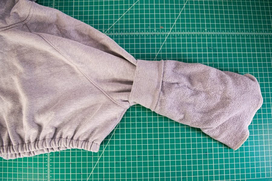 Sweatshirt Refashion: How to Quickly Crop a Hoodie & Add Ruched Sleeves -