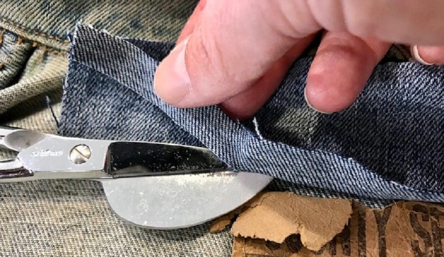 Denim Jacket Hole Repair Applique Scissors