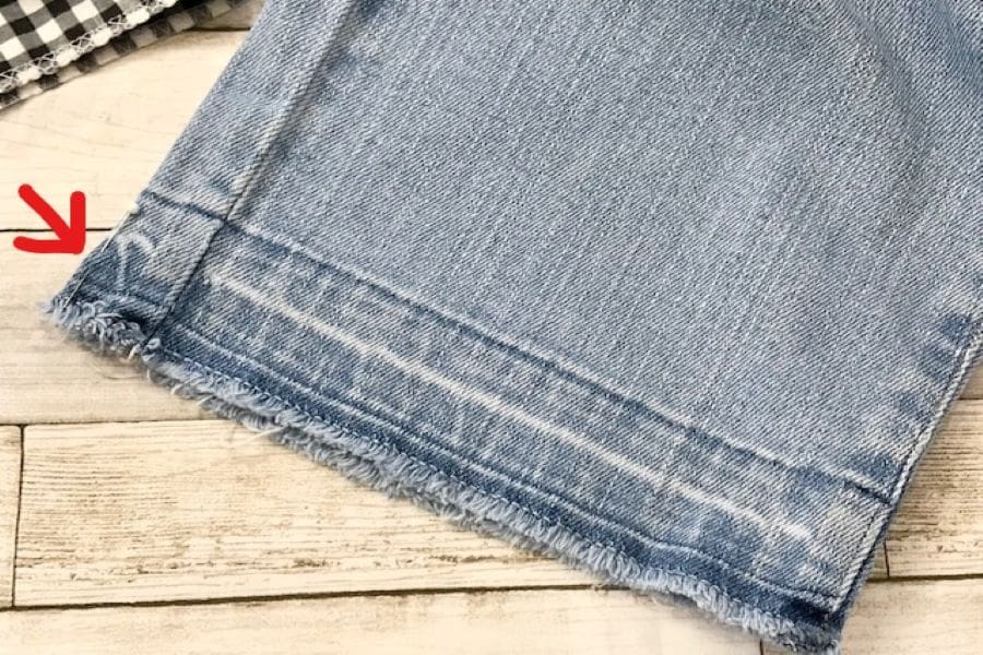 jean pant with pins on seams used in our simple sewing hack