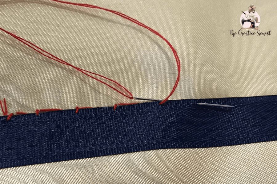Row of hand stitching for Blind Hem Stitch