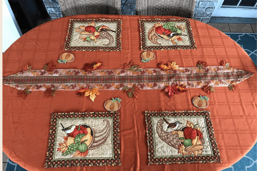Finished table runner on table