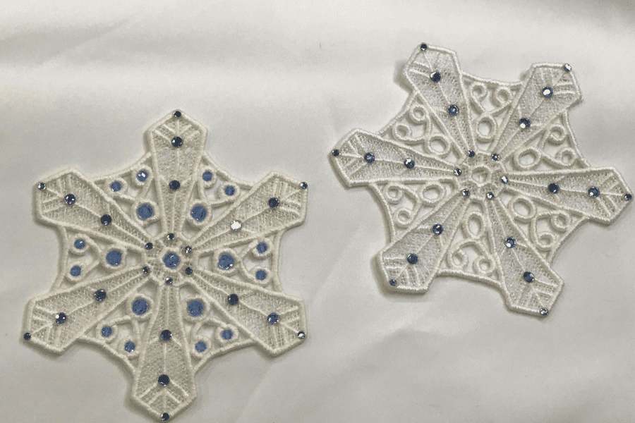 FSL ornaments with crystals and rhinestones