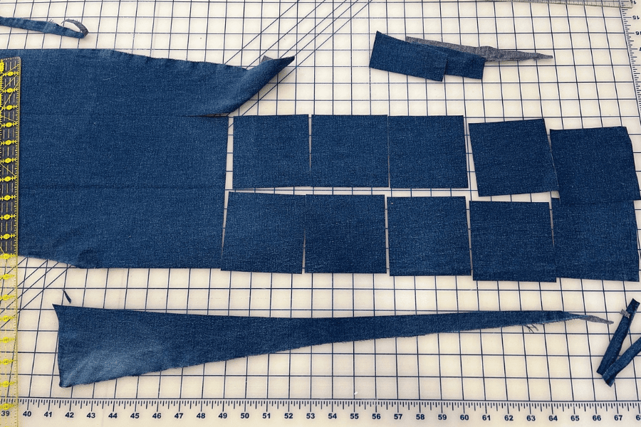 Jeans cut into squares