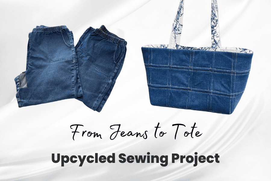 Upcycled Sewing Project feature image jeans to tote